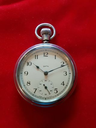 English Made Smiths 15j Pocket Watch & Chain,  Cal 600,  6e/50 Gstm Miltary Dna.