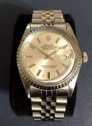 Rolex Datejust Mens Stainless Steel & 18k White Gold Bezel Silver Dial 16013.