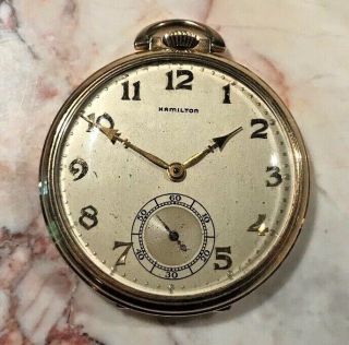 Antique 14 Karat Gold Filled 1936 Hamilton Pocket Watch Cal.  917