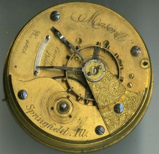 Vintage Springfield Illinois Watch Co.  Pocket " Mason " Coin Silver Case Key Wind