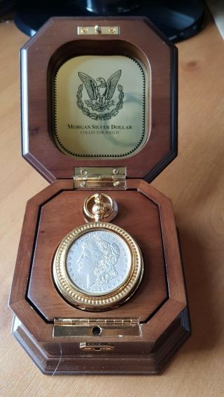 Rare,  Franklin 1921 Morgan Silver Dollar Pocket Watch,  With Display Box