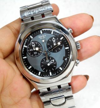 Swatch Chronograph Swiss Date Black Grey Dial Luxury Men 