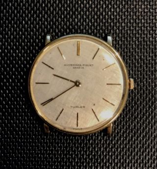 Vintage 18k Gold Audemars Piguet Watch Linen Dial Turler Ultra Think Cal 2003