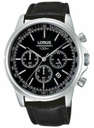 Lorus Gents Chronograph Leather Strap Watch - Rt375cx9 Os Lnp