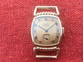 Vintage Elgin Wrist Watch With Hinged Lugs And Two Tone Dial