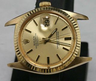 CUSTOM MADE After Market 14K Solid Gold Men ' s 36mm Datejust Non QS Auto Ref1601 5