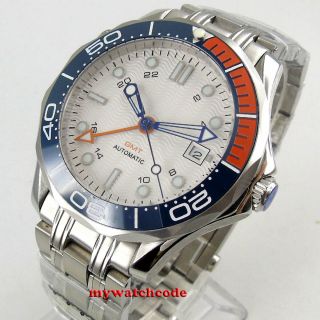 41mm Bliger Sterile White Dial Sapphire Glass Gmt Date Automatic Mens Watch B320