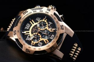 Invicta Men 51mm Speedway Rose Gold And Black Alien Faced Chrono Silicone Watch