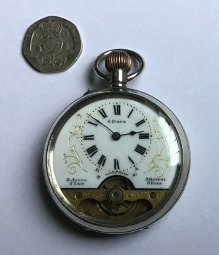 Antique Hebdomas Silver Cased Pocket Watch - For Spares