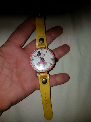 Vintage 1970s Mickey Mouse Wrist Watch Centre Secs Swiss Rare.  Not Sure If