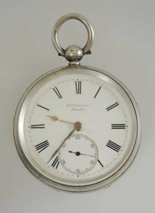 English Silver J W Benson Pocket Watch London 1888