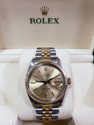 Rolex 16013 Datejust 18k Gold & Steel Automatic Mens Watch
