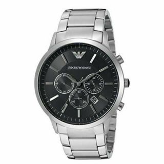 Emporio Armani Ar2460 Mens Steel Black Dial Silver Bracelet Watch Uk