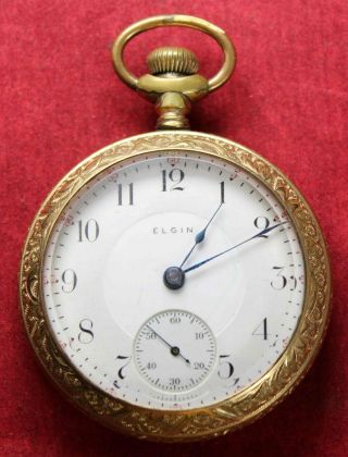 1911 Elgin Grade 336 18s 17j Pocket Watch - Fancy Gold Filled - Parts/repair