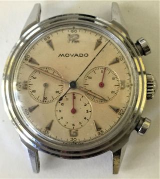 Mens Vintage Movado Chronograph Stainless Steel Watch Ref 19038