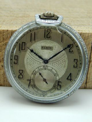 Vintage Antique 1927 Elgin 12 Size Pocket Watch 7 Jewels Cal.  303