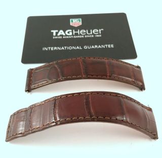 Tag Heuer Brown Leather Watch Band Strap For Carrera Deployant Clasp - 19/18mm