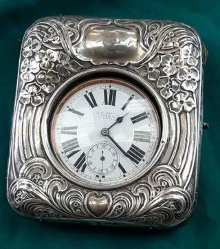 1903 English Silver Pocket Watch Stand With Nickel Goliath Watch J.  C.  Vickery