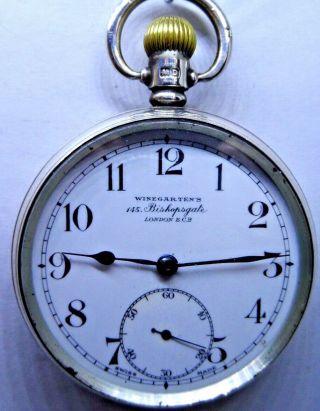 A Good Solid Silver Pocket Watch By Winegartens London 1928