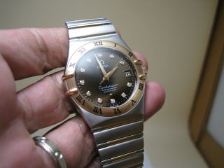 Omega Constellation Chronometer Auto Date 18k Rose Gold Diamond Watch