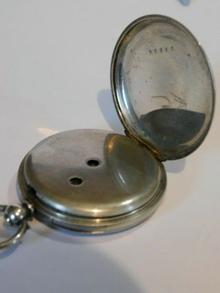 ANTIQUE SOLID SILVER POCKET WATCH SLIM KEY WINDING - Patterned dial - ? 4