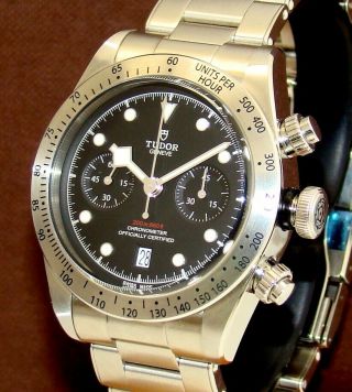 Tudor 41mm Black Bay Stainless Steel Chronograph Watch M79350 Box/pp