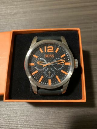 Men’s Hugo Boss 1513228 Boss Orange Leather Strap Stainless Steel Wristwatch