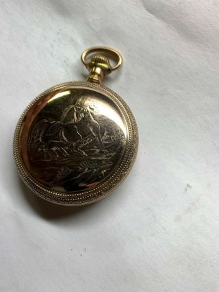 Scenic With Horses 18 Size Gold Filled Pocket Watch Case