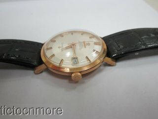 18K ROSE GOLD OMEGA AUTOMATIC CONSTELLATION 561 24j PIE PAN DIAL DATE WATCH MENS 5