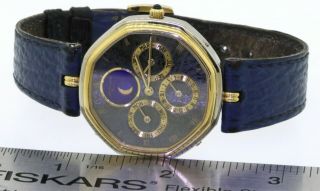 Gerald Genta 18K 2 - tone gold automatic moon phase calendar men ' s watch w/ box 10