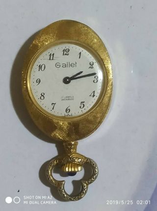 Rare Vintage Gallet Pocket Watch 17 Jewels Swiss Made Very Good