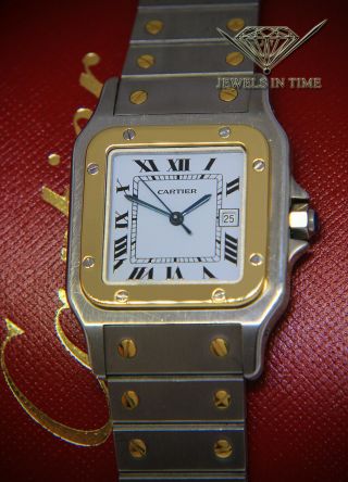 Cartier Santos Galbee 18k Yellow Gold & Steel Silver Dial 29mm Automatic Watch