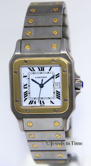 Cartier Santos Galbee 18k Yellow Gold & Steel Silver Dial 29mm Automatic Watch 2