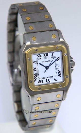 Cartier Santos Galbee 18k Yellow Gold & Steel Silver Dial 29mm Automatic Watch 4