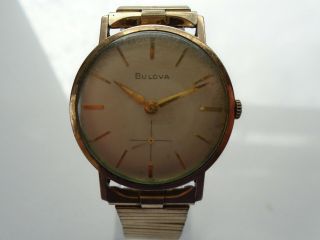 Vintage Ultra Slim Bulova 17 Jewel Model 11af Wristwatch Runs Well