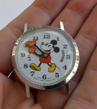 Rare Vintage Wind Up Disney Mickey Mouse Watch Wristwatch Wdp Swiss Made Look Nr