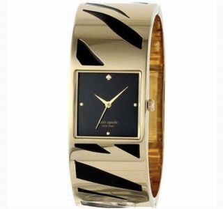 Kate Spade Delacorte Gold,  Black Zebra Hinged Cuff Bracelet Watch