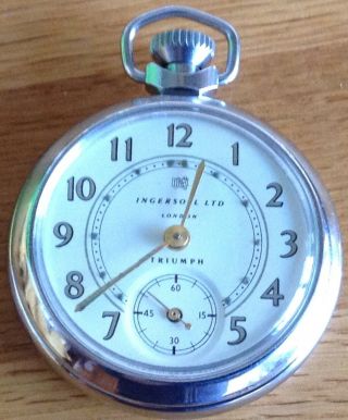 Stunning Rebuilt 1959 Ingersoll Ltd London " Triumph " Pocket Watch Unusual
