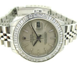 . 60 Ct Tw Diamonds Rolex Ref 6919 Oyster Perpetual Date Stainless Steel Watch