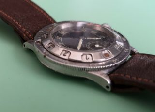 Very rare 1930 ' s Movado chronoplan Steel pilot watch double bezel 7