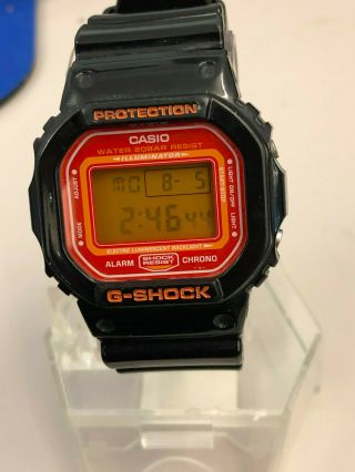 Casio Dw - 5600cs G Shock Gloss Black / Orange Alarm Chronograph Watch Limited