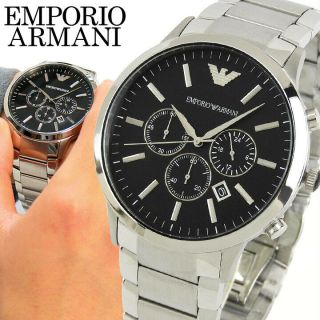 Emporio Armani Ar2460 Black Dial Stainless Steel Mens Watch £319 Rrp