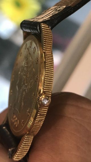 Vintage Corum $10 Gold Coin Wristwatch Eagle Liberty 1880 18KYG 5