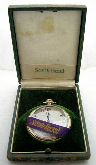 Antique 12s South Bend 407 15j Gold Filled Pocket Watch W/orig Case