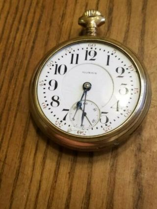 Antique 1915 Illinois Watch Co Springfield Size 18 Pocket Watch - 17 Jewels