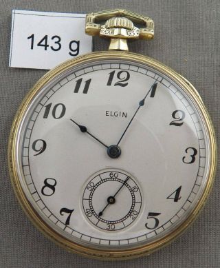 Vintage Elgin 12 Size Pocket Watch,  Scarce Green Gf Art Deco Case