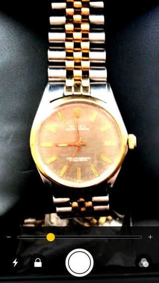 Rolex Vintage Oyster Perpetual Steel Silver / 14K Gold Mens Automatic Watch 1002 6
