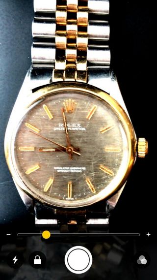 Rolex Vintage Oyster Perpetual Steel Silver / 14K Gold Mens Automatic Watch 1002 7