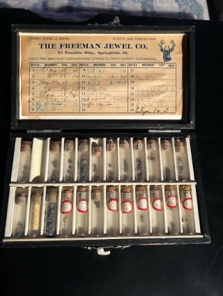 Antique The Freeman Jewel Co.  Repair Kit ELGIN,  WALTHAM POCKET WATCH Jewels 2