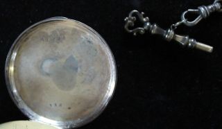 Early Arnold Adams & Co.  Key Wind/Set Silver Pocket Watch w/ Fancy Key Fob 3